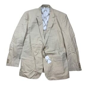 Peter Christian Mens Stone Classic Linen Blend Suit Jacket Blazer Size 52L NWT